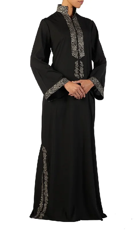 Light Comfort Amara Black crepe abaya with bell shaped sleeves