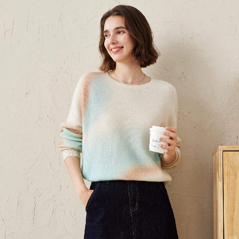 Goddess Outfit 100% Cashmere Gradient Color Soft Knit Sweater
