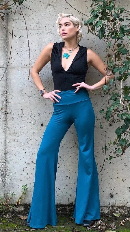 Retro Fashion Teal Bamboo High Waisted Big Bells