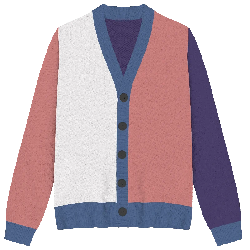 Editorial Design Genderfluid Colorblock Knit Cardigan