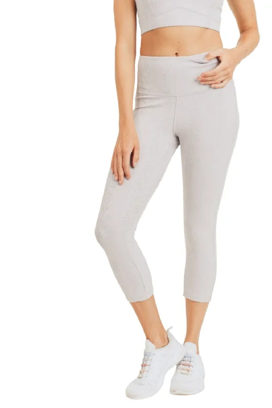 Fashionable Items Mono B Textured Snake Jacquard  High Waist Capri APH8037