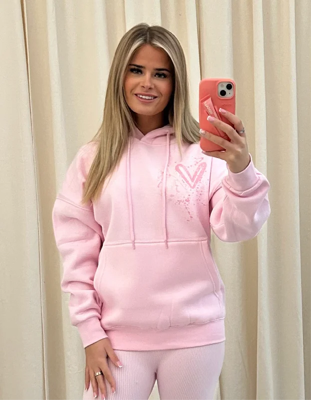 Must-have For Autumn And Winter Pink Heart Graffiti Hoodie Pink