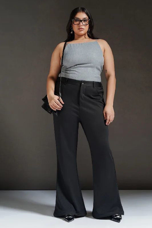 Sports Casual Style Lava Black Curve Bootcut Korean Pants
