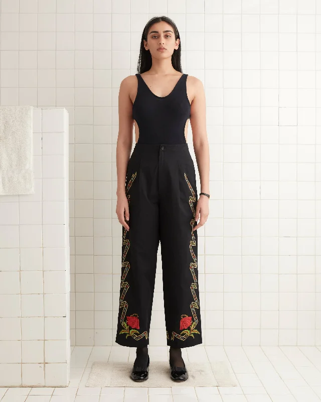 Relaxed Style Ribboned Hollyhock Trousers