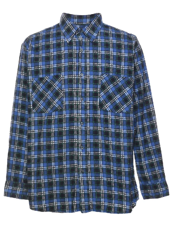 Breathable Design Dickies Blue & Black Flannel Shirt - XL