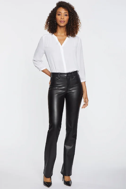 High Street Style Faux Leather Marilyn Straight Pants - Black