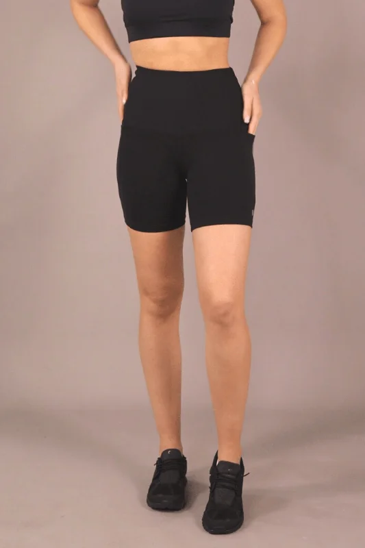 Cozy Fit Wear High Waist Mid Shorts - Black