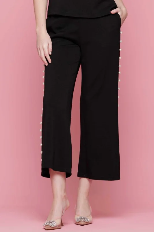 Boutique Recommendation Wide Leg Pearl Pant In Black