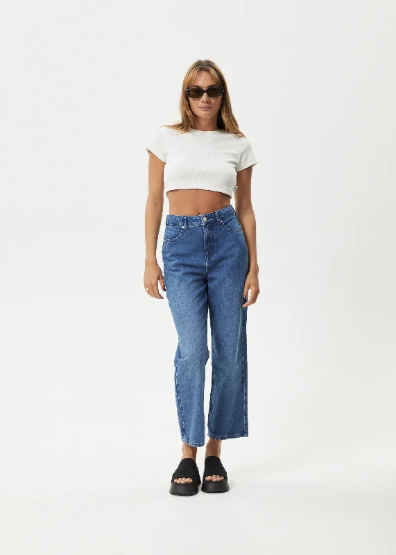 Chic Comfort AFENDS Womens Shelby - Denim Cropped Straight Leg Jeans - Authentic Blue