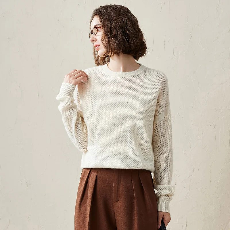 High-end Sense 100% Cashmere Breathable Mesh Sweater