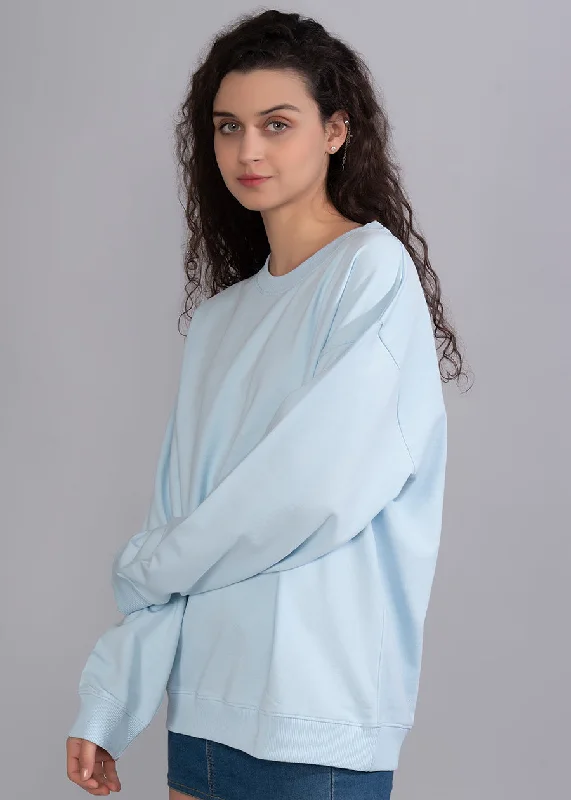 Casual Chic Solid Sky Women Drop Shoulder Sweatshirt | Buy Now | Pronk