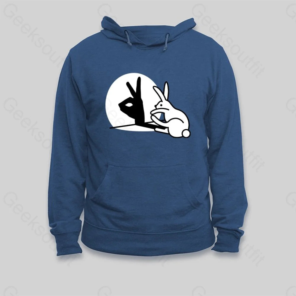 Urban Style Funny Rabbit Hand Shadow Puppets Bunny Figure Pop Art Hoodie