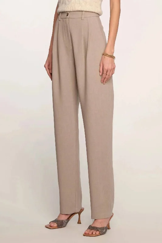 Soft Fabrics Pleated Front Trouser In Beige
