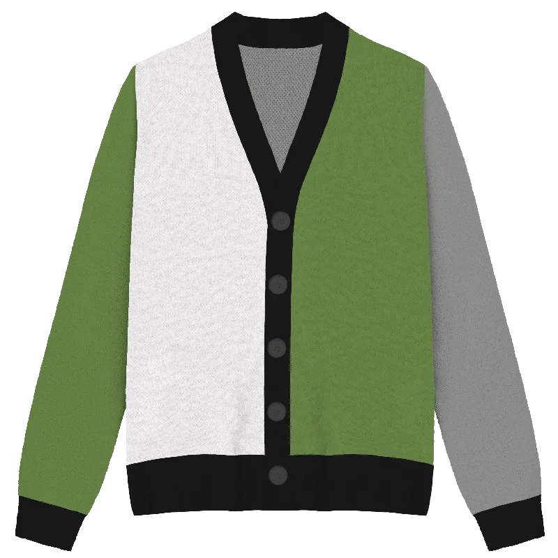 High-end Design Aromantic / Agender / Demiromantic Colorblock Knit Cardigan