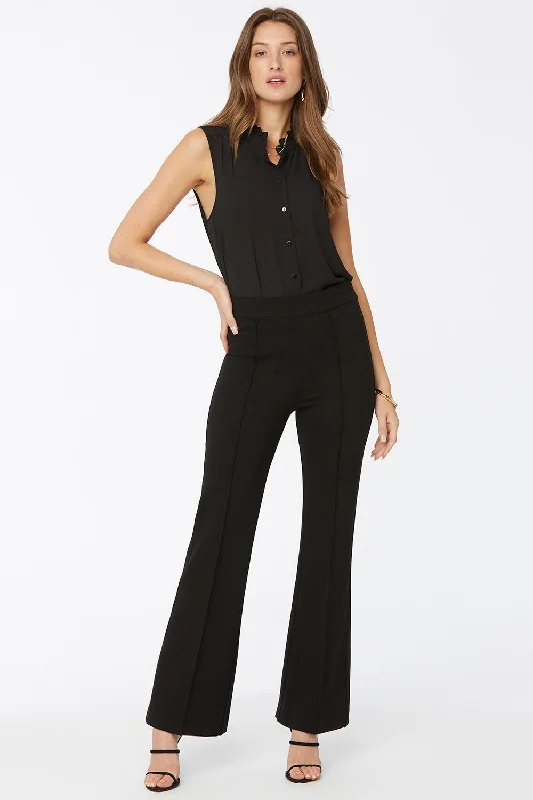 Urban Style Pull-On Flared Pants - Black