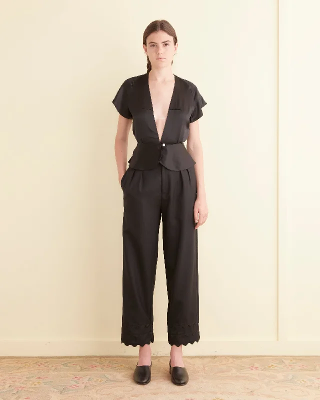 Single-shoulder Neck Design Ripple Trousers