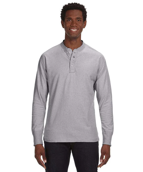 Exquisite Details JA8244 - J America Mens Vintage Brushed Jersey Henley Shirt | Oxford