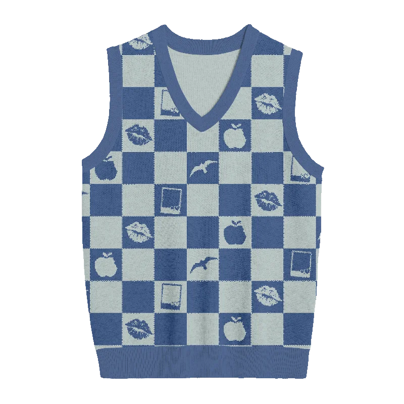 Lazy Style 1989 Checkered Knit Vest