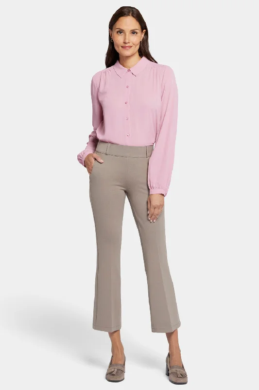 Mid-length Style Pull-On Flared Ankle Trouser Pants - Saddlewood
