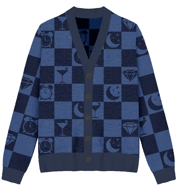 Fashion Design Midnights Checkered Knit Cardigan