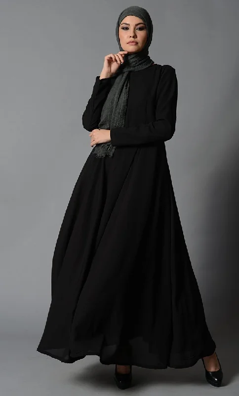 Editorial Design Umbrella cut flared arabian abaya dress