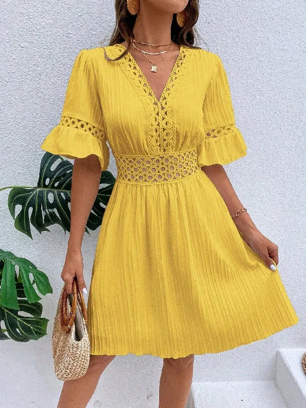 Youthful Style Bohemian Casual Ruffle Dress_CWDSD4029