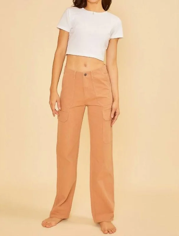 Elegant And Elegant Straight Leg Cargo Pants In Terracotta