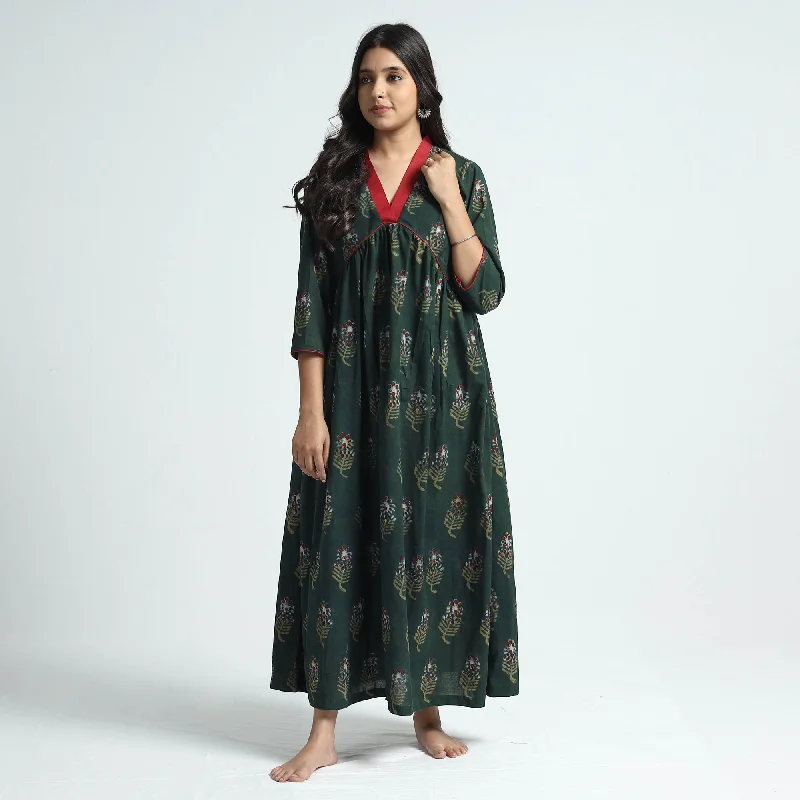 Retro Woolen Jacket Green - Nandana Hand Block Printed Cotton Dress