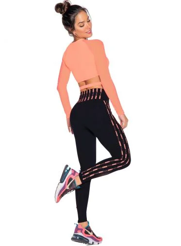 Personalized Wear Babalu 9750 Logo Legging Black With Coral
