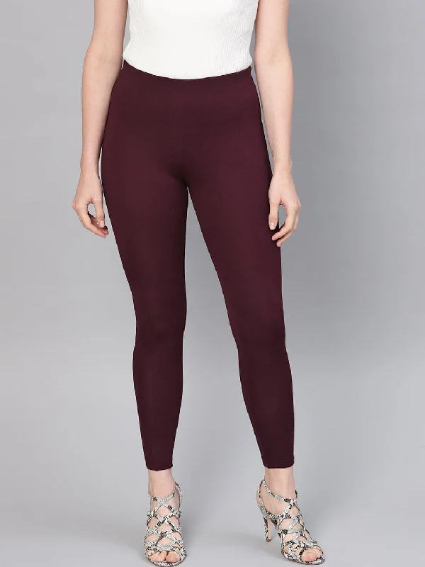 Fashionable sports Burgundy Pintuck Jegging
