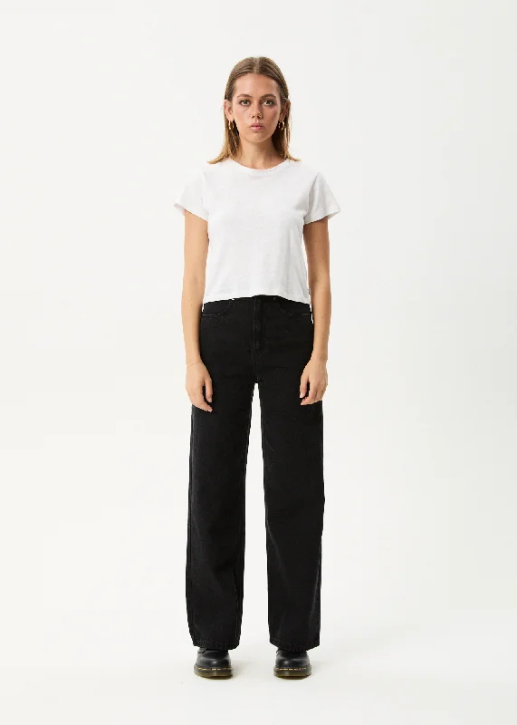 High-end Design AFENDS Womens Bella - Denim Wide Leg Baggy Jean - Washed Black