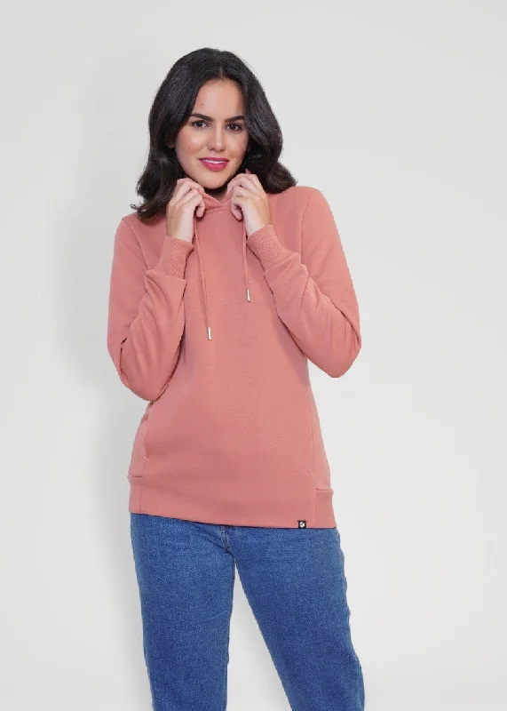 Easygoing Fashion Women Fleece Hoodie Sweatshirt | Salmon Pink | Pronk