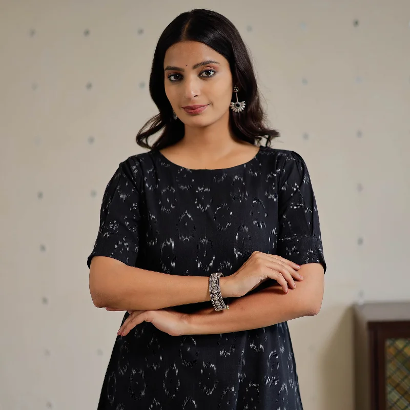 Slim Fit Black - Pochampally Ikat Weave Cotton Dress 02