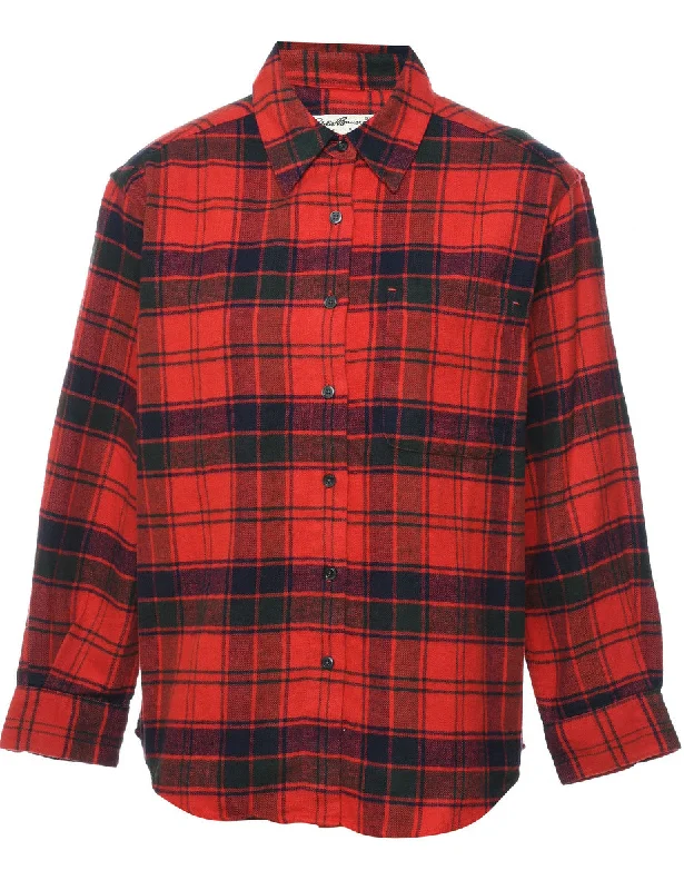 Relaxed Fit Eddie Bauer Black & Red 1990s Checked Shirt - M