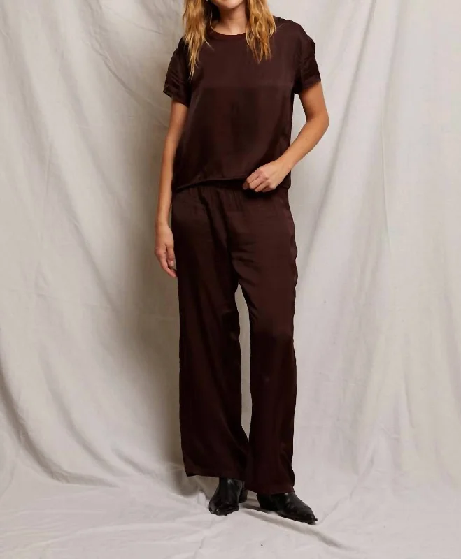 Exquisite Craftsmanship Camile Satin Wide Leg Pants In Blackberry