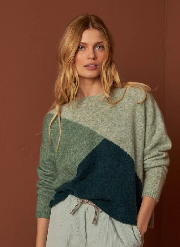 Cozy Look Indi & Cold Colour Block Intarsia Sweater