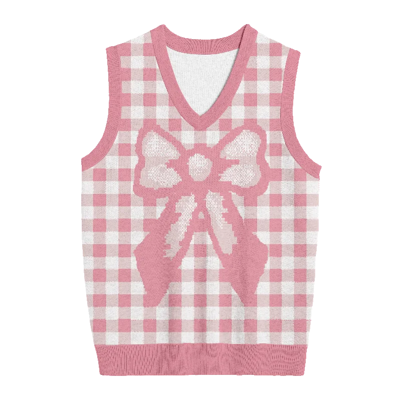 Low-key Luxury Pink Bow Knit Vest