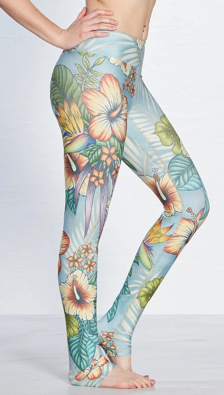 Embroidered Letters Floral Sky - Full Length Triathlon Leggings