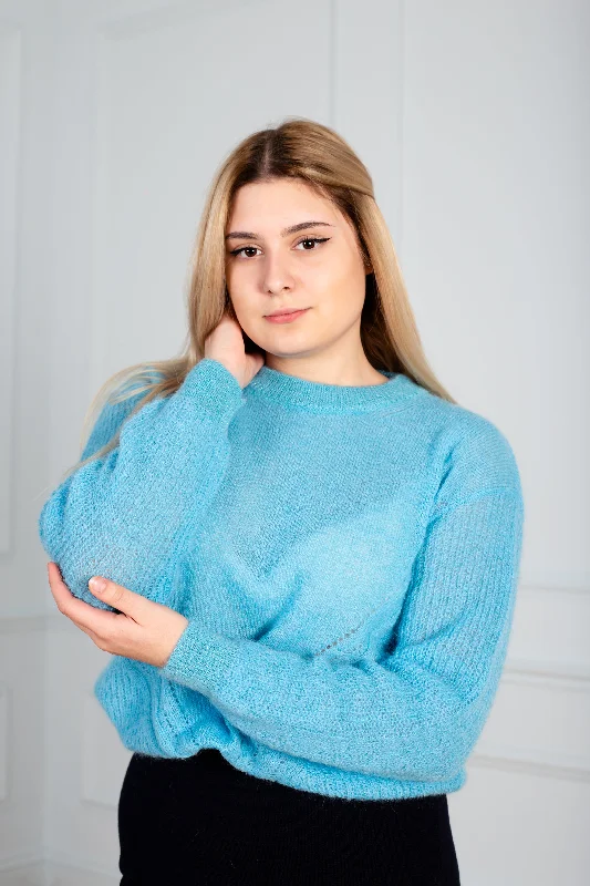 Fashionable And Versatile Sweater  women in light blue color