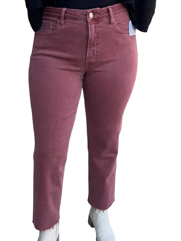 Noble And Elegant Straight Leg Jeans In Dusty Wine