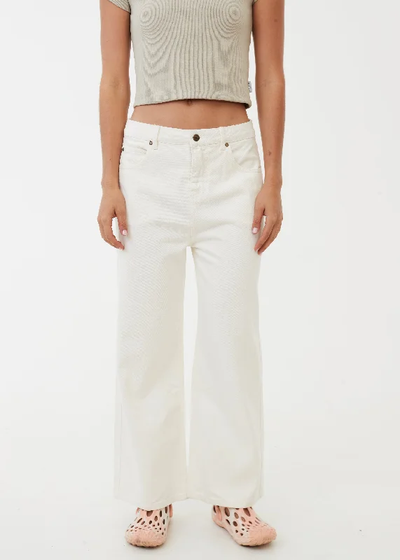 Smart Comfort AFENDS Womens Kendall - Denim Relaxed Fit Jeans - Off White