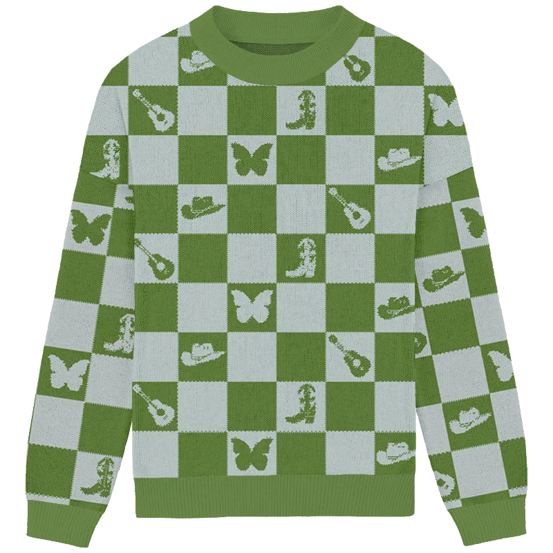 Must-have For Fashion Debut Checkered Knit Crewneck