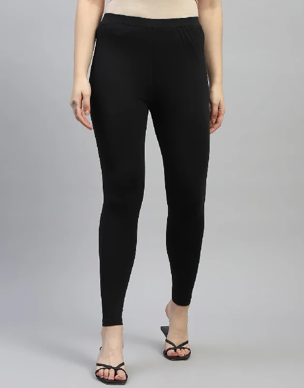 Style Design Women Black Solid Regular Fit Legging