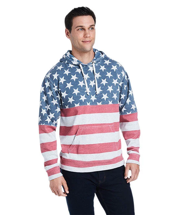 High-end Design JA8871 - J America Adult Triblend Pullover Fleece Hooded Sweatshirt | Star Stripe Triblend
