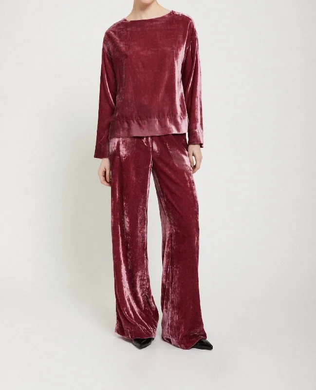 Effortless Comfort Velvet Pants In Sangria
