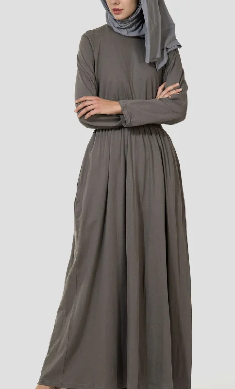 Casual Wear Elasticated waistline basic muslimah abaya dress