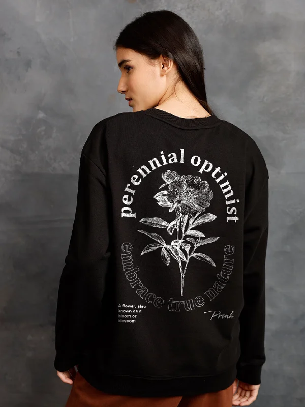 Romantic Data True Nature Women Drop Shoulder Premium Terry Sweatshirt