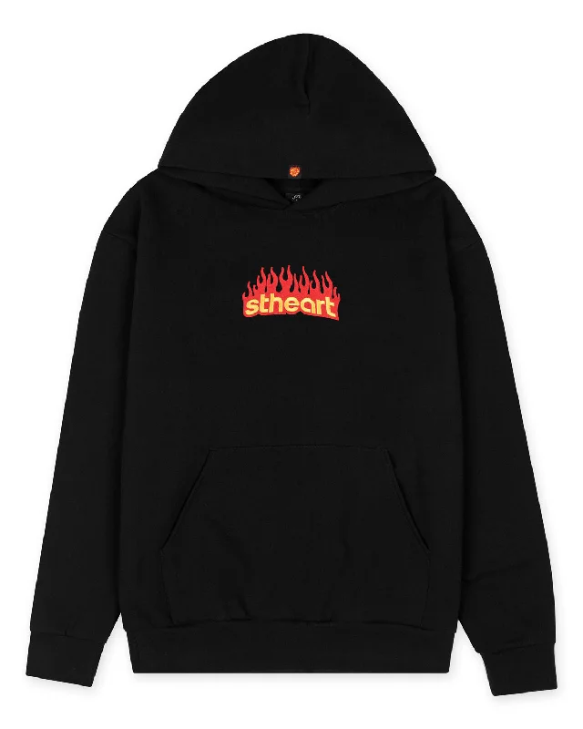 Leisure Sports Classic Flame Embroidered Hoodie | Black