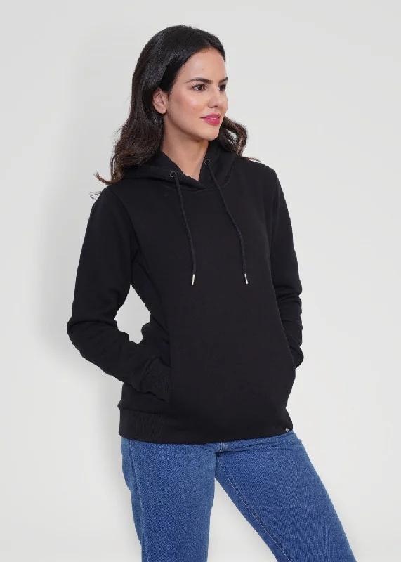 Street Style Women Fleece Hoodie Sweatshirt | Black | Pronk