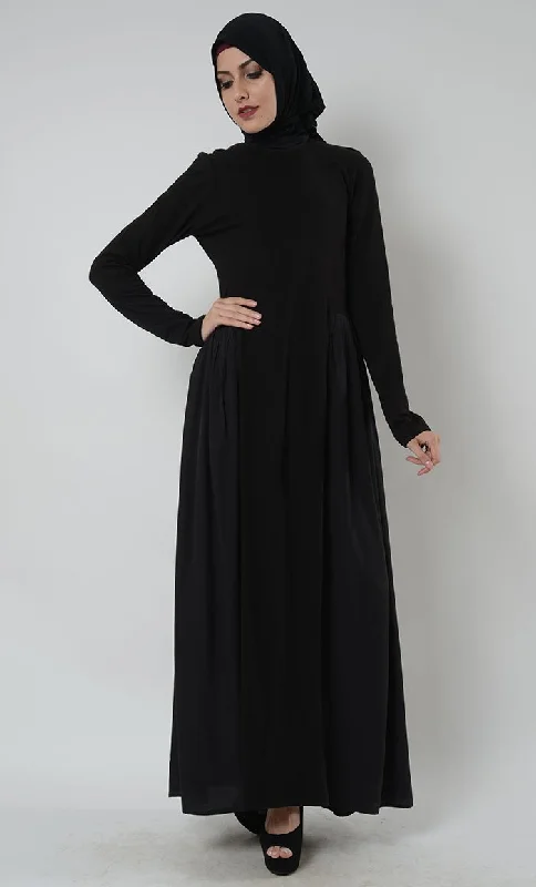 Fashion Touch Highneck Pleated muslimah Abaya Dress